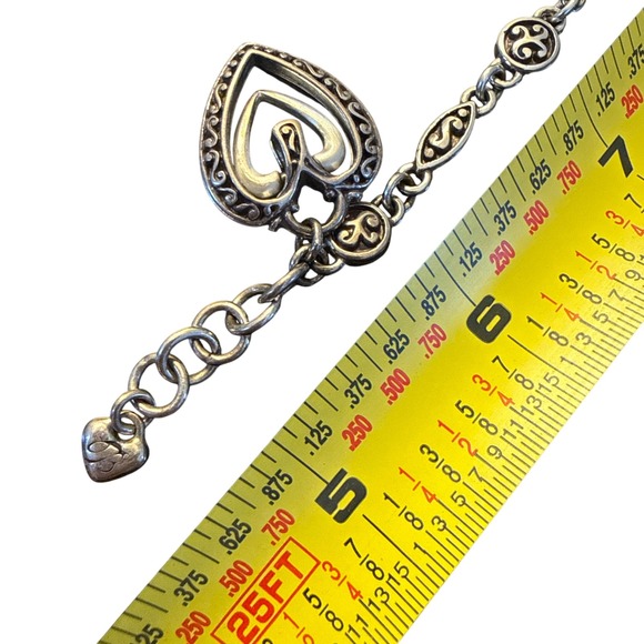 Brighton Heart Charm Bracelet Silver Scrollwork Bohemian Romantic Filigree - Picture 5 of 10